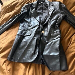 Zara Black Leather Blazer